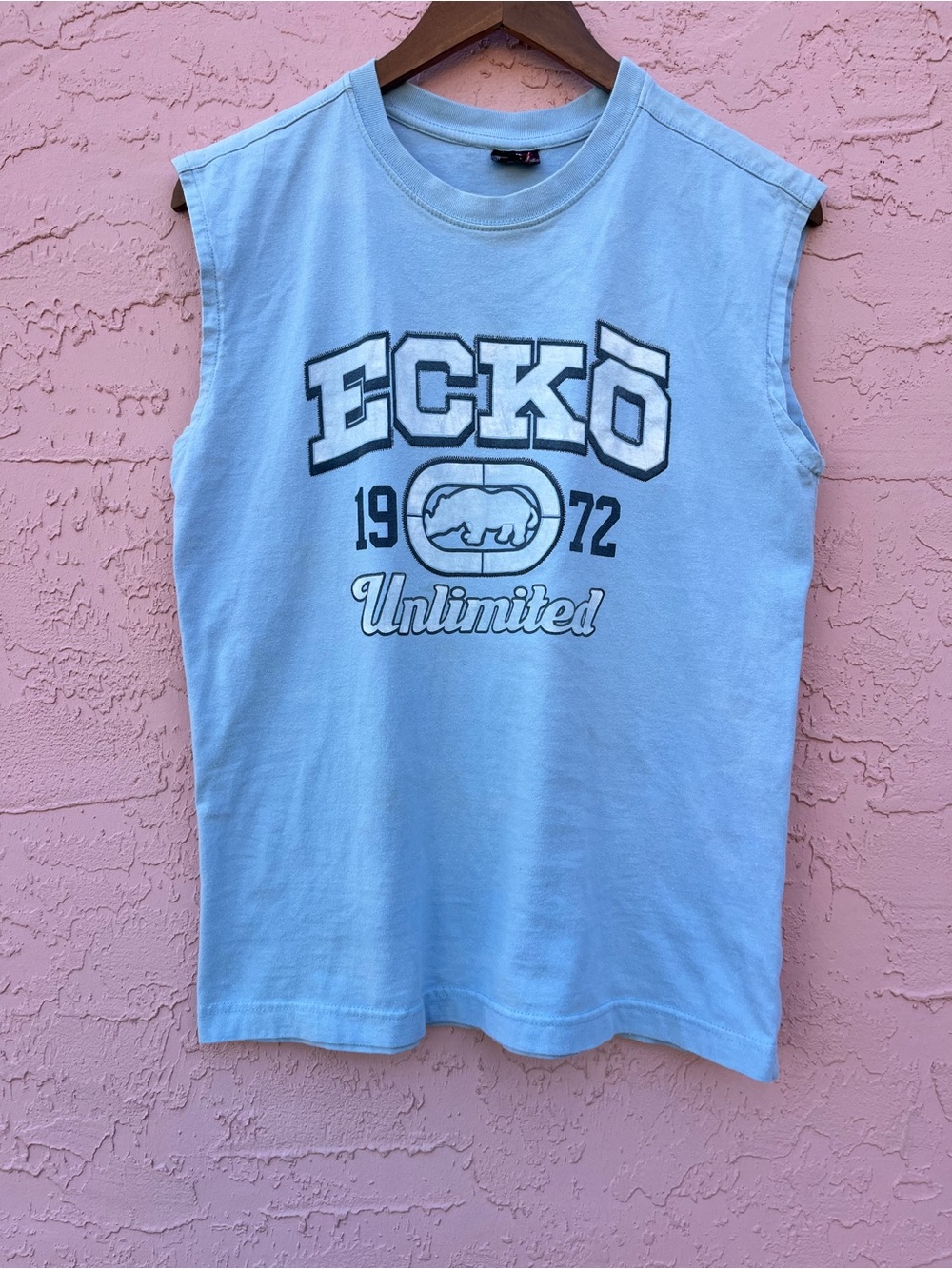 Vintage Marc Ecko Muscle T-Shirt Tee Sleeveless Blue Faded